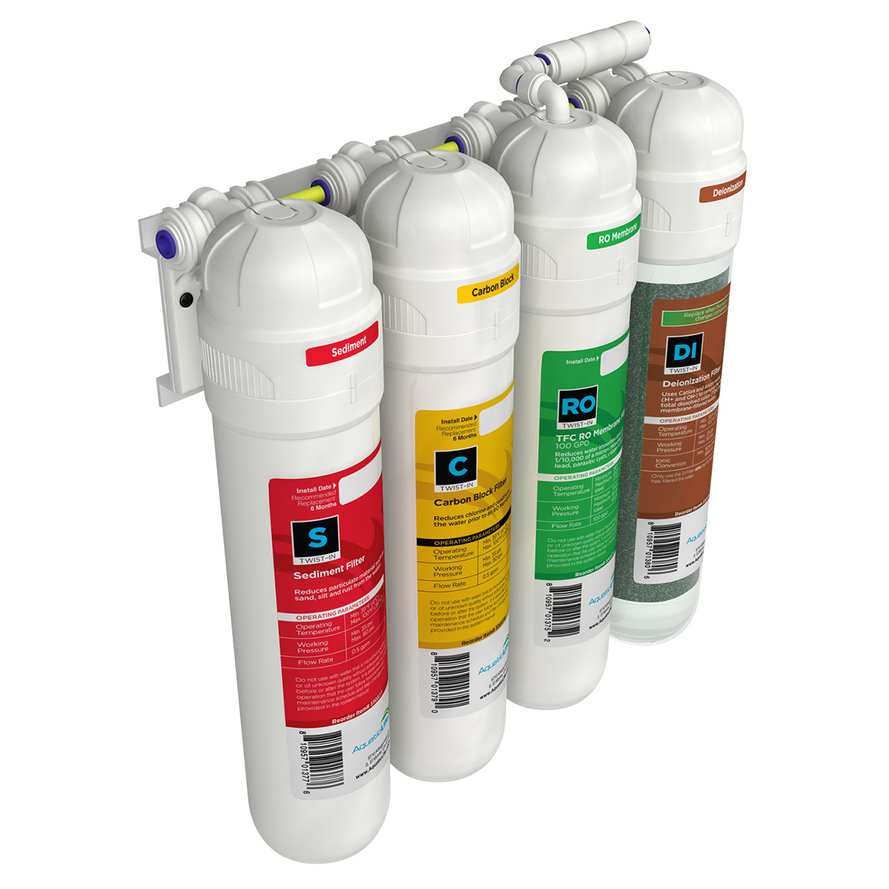 Aquatic Life Twist-In 4-Stage RO & DI Filtration Unit - 100GPD